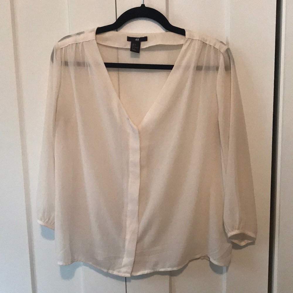 H&M Cream sheer blouse sz 6